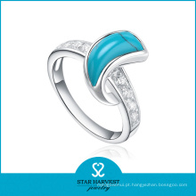 Anéis semi-preciosos elegantes da jóia da turquesa da qualidade (r-0303)